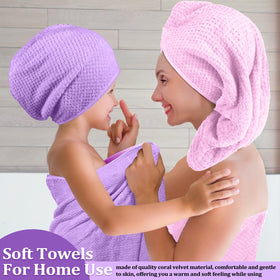 Preboun purple coral velvet hand towel, soft drying experience.