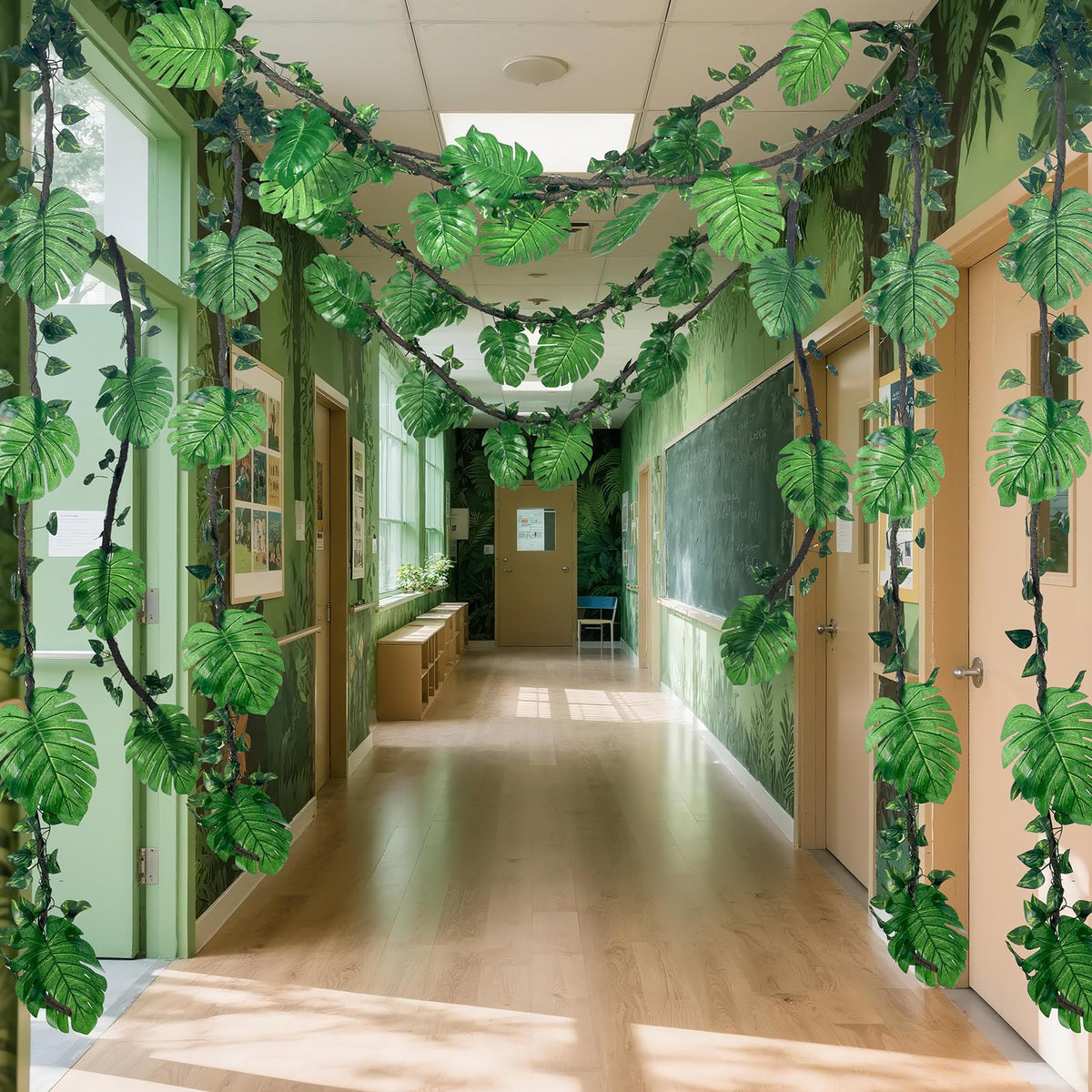 Preboun rattan 10ft backdrop for immersive rainforest vibes.