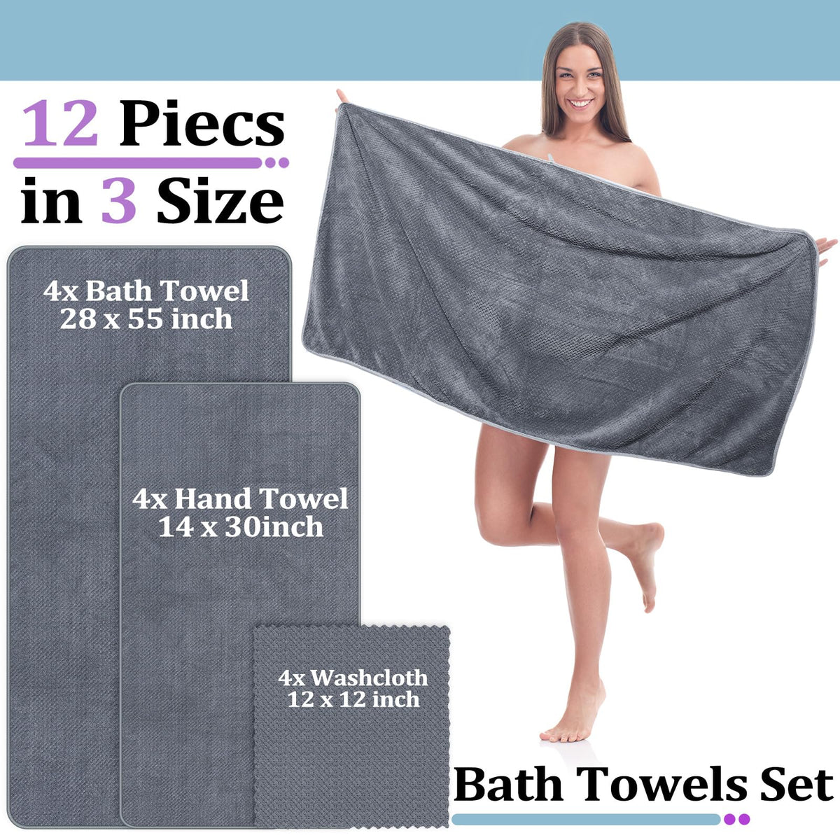 Preboun washcloth 12x12 inches ensures gentle cleansing and durable care