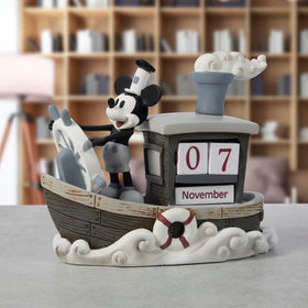 Precious Moments cold-cast resin Mickey calendar display with durable, timeless appeal.