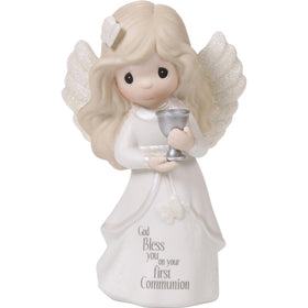Precious Moments Communion Angel Figurine showing a chalice for First Communion remembrance.