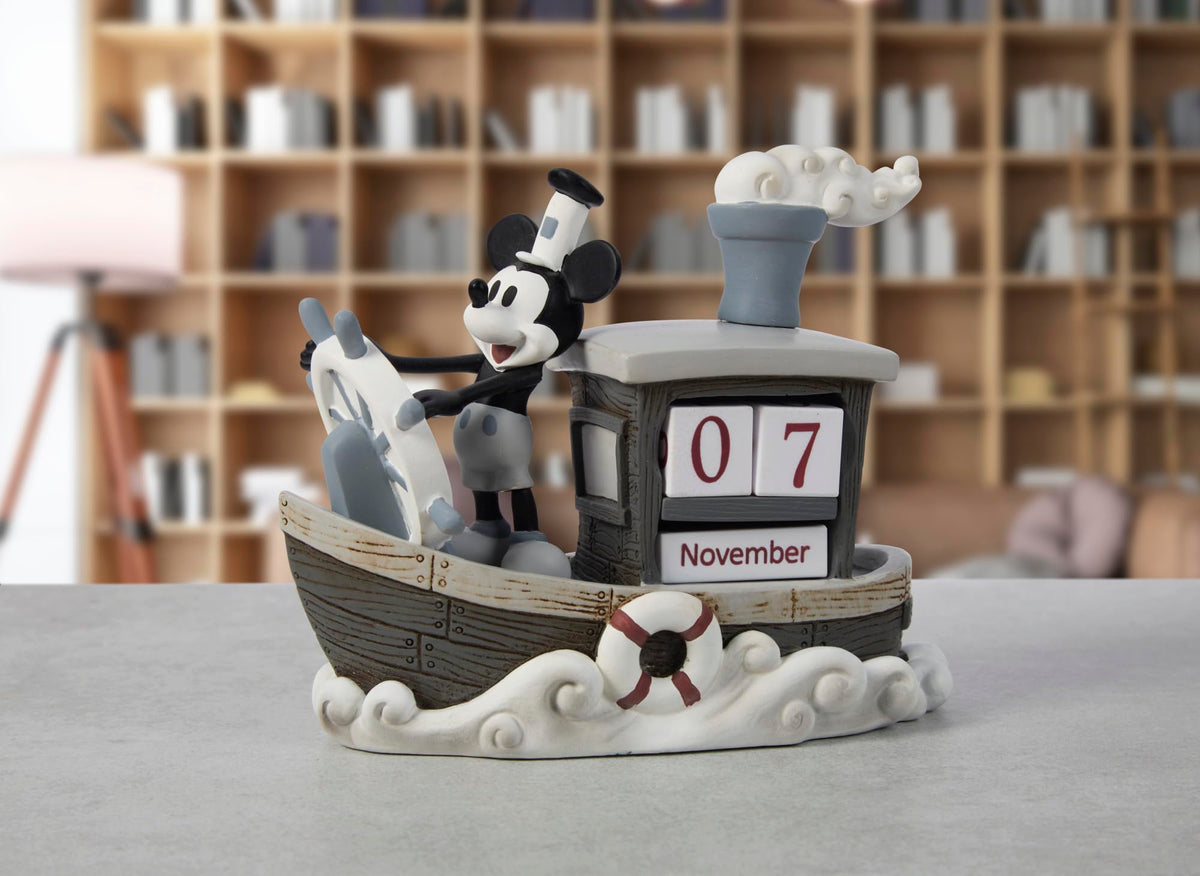 Precious Moments Mickey Endless Calendar 4.5-inch figurine perfect for gifting to Disney fans.