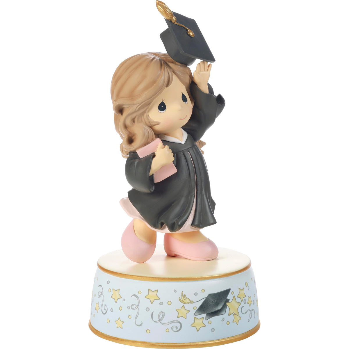 Precious Moments resin figurine with hand-painted finish adds timeless charm.