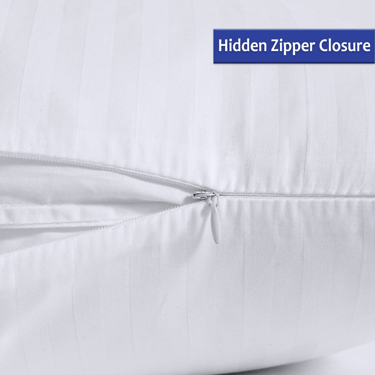 Precoco pillow protectors zipper-detail closeup highlights durable hidden zipper