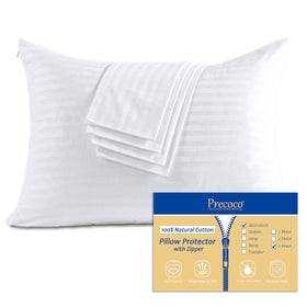 Precoco pillow protectors zippered white 20x26 show smooth closure and clean look