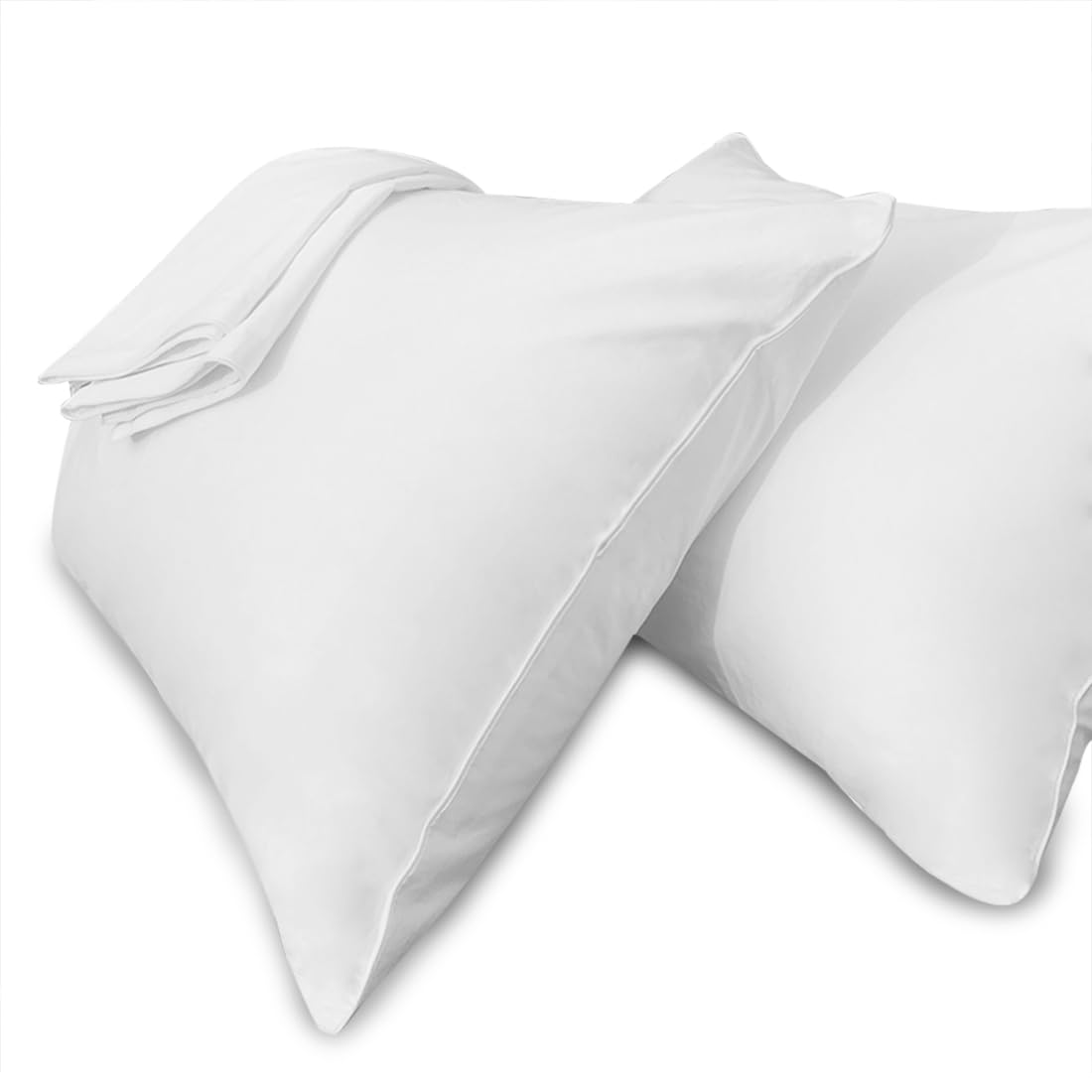 Precoco white pillow cases 4-pack with breathable, easy care.