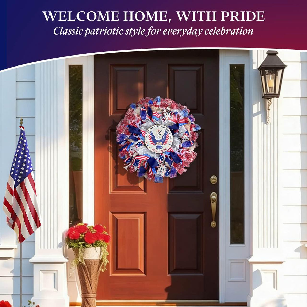 Presentastic detachable 1776-2026 eagle sign offers flexible holiday display options.
