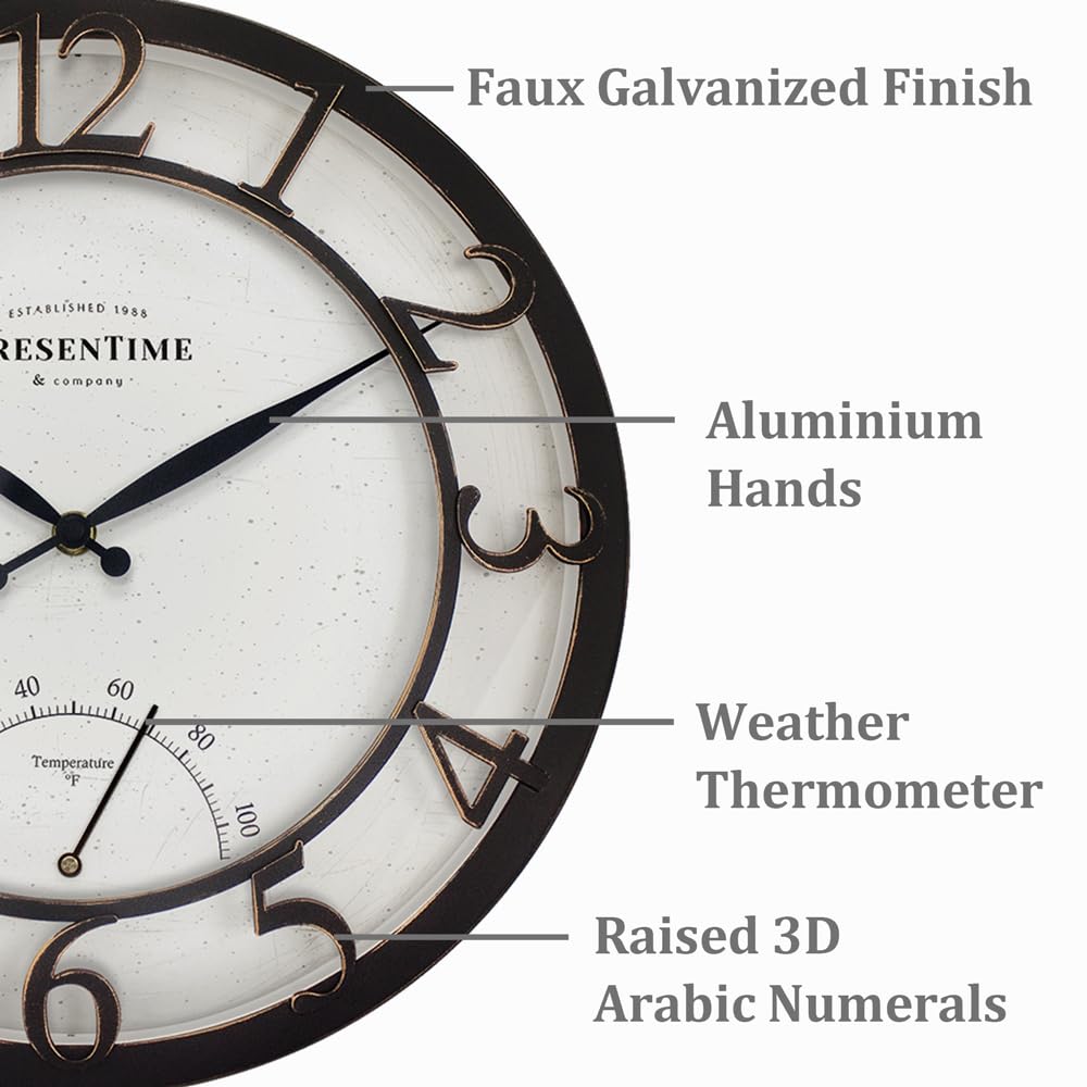 Presentime clock with raised 3D numerals enhances readability and rustic charm.