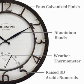 Presentime clock with raised 3D numerals enhances readability and rustic charm.