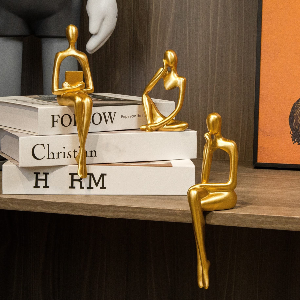 Prettidecor gold thinker pose present boosts concentration
