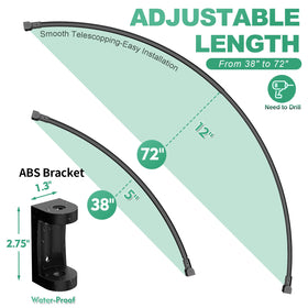 PrettyHome curved shower rod uses a 0.9mm thick pipe for stability.