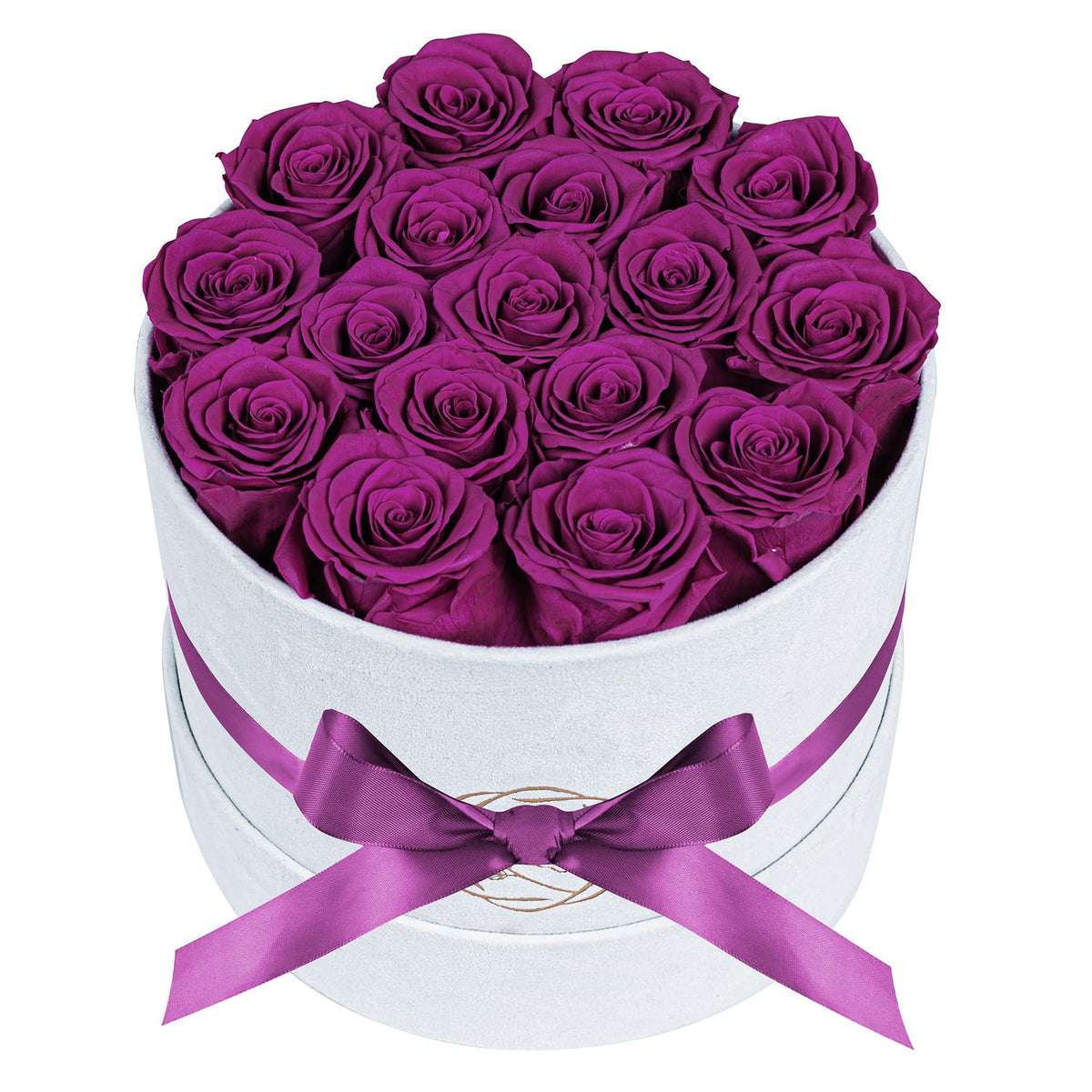 Prifroti 17 flowers in luxury suede box, elegant gift presentation.