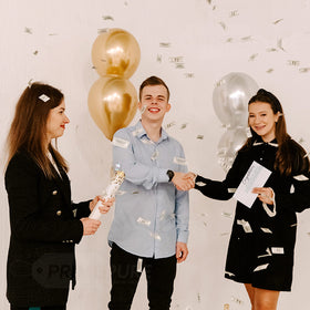 PrimePure confetti explodes into the air for dramatic, safe celebrations.