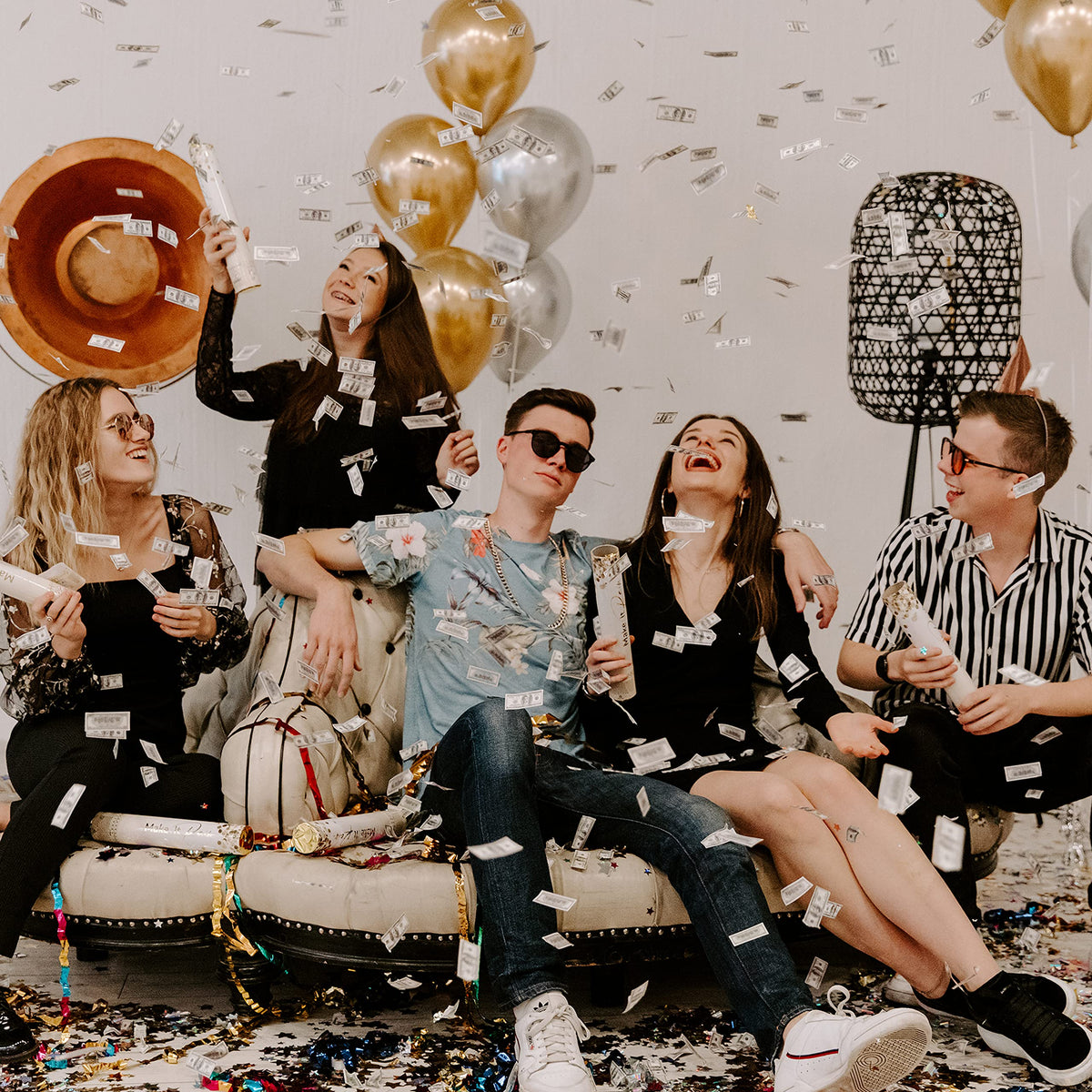 PrimePure mini dollar-confetti bursts for playful money moments at parties.
