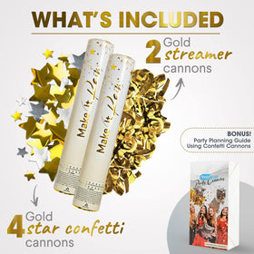 PrimePure wedding celebration confetti cannon enhances decor with gold glow