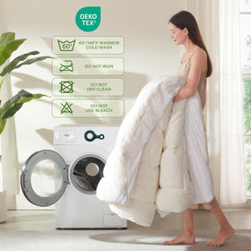 Primesoft beige protector cover blends with bedding aesthetics.