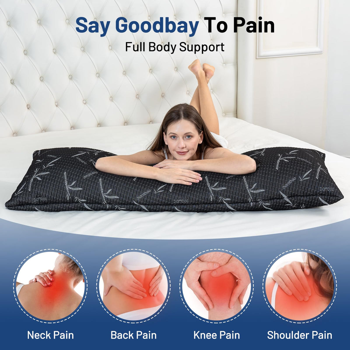 Primesoft full body pillow removable pillowcase demonstrates breathable rayon fabric for cool, dry nights.