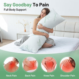 Primesoft long pillow with removable pillowcase for easy cleaning.