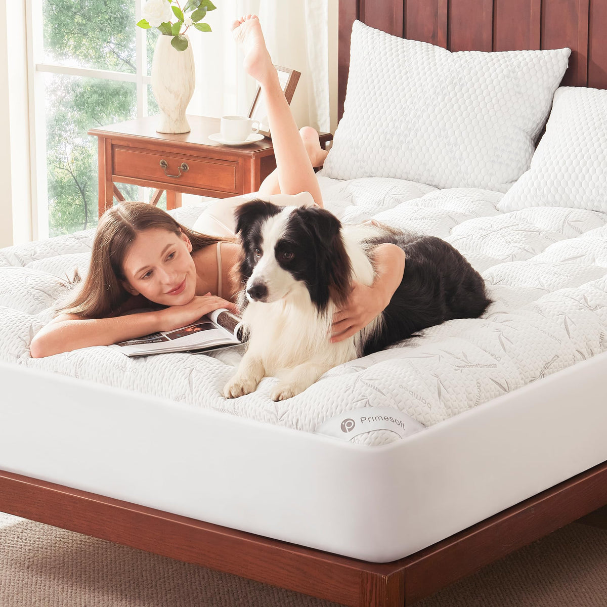 Primesoft machine-washable topper for easy cleaning and upkeep.
