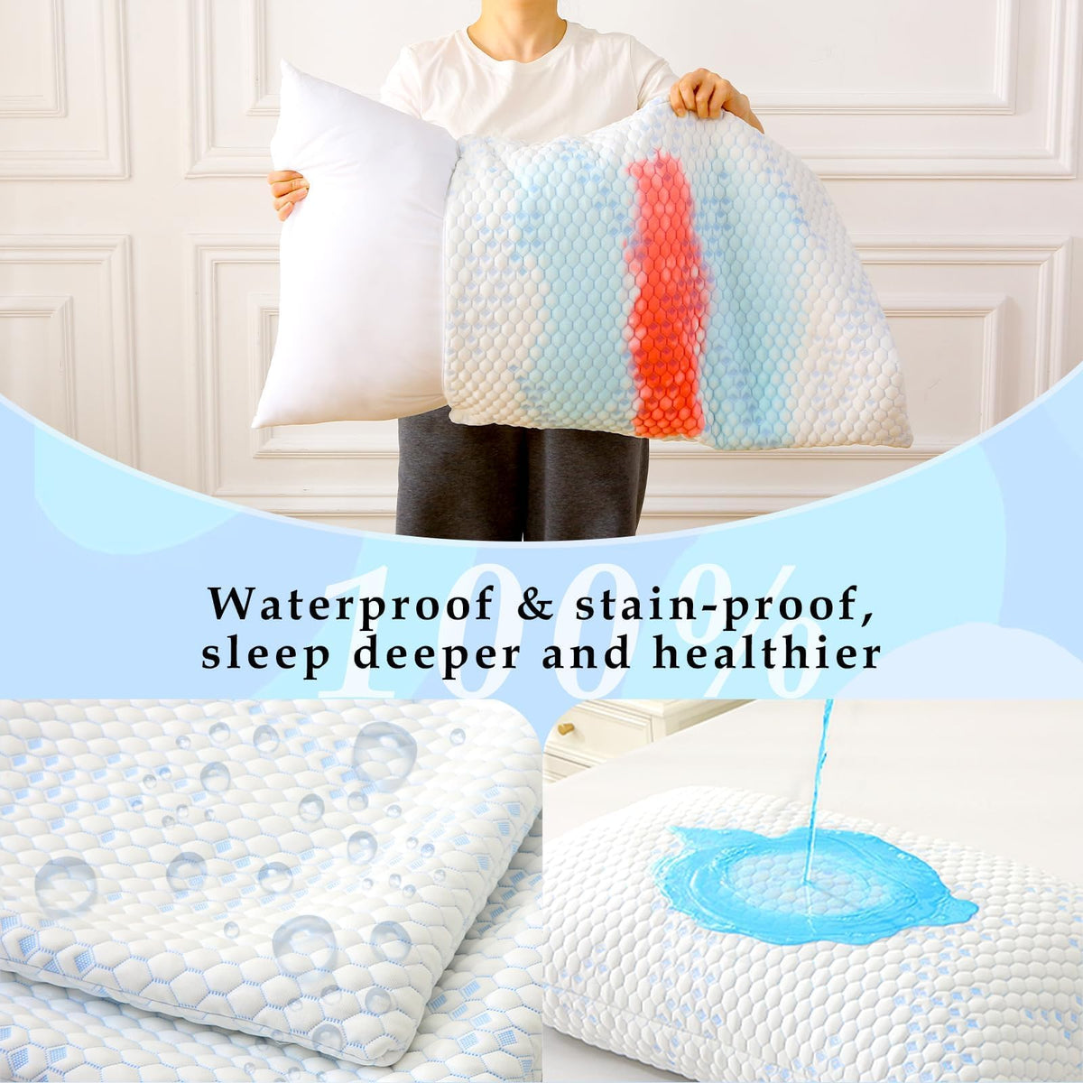 Primesoft pillow protectors breathable structure maintains airflow for cooler sleep