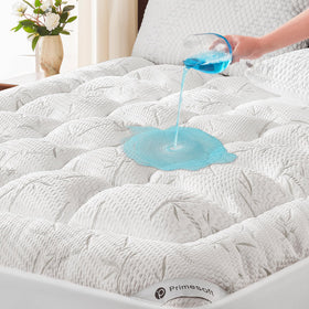 Primesoft waterproof topper queen-size close-up shows moisture protection in action.