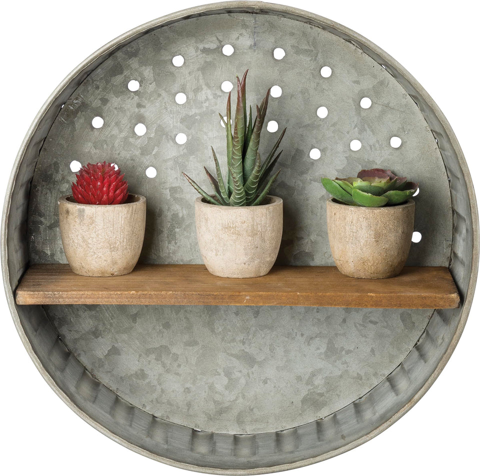 Primitives by Kathy 38024 distressed round wall shelf adds rustic charm to kitchen or living room.