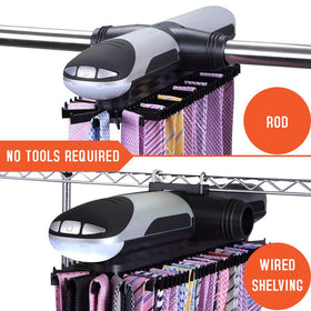 Primode tie rack measures 18 inches long for compact closets