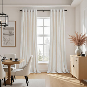 PRIMROSE ivory velvet curtains fabric close-up shows luxurious texture.