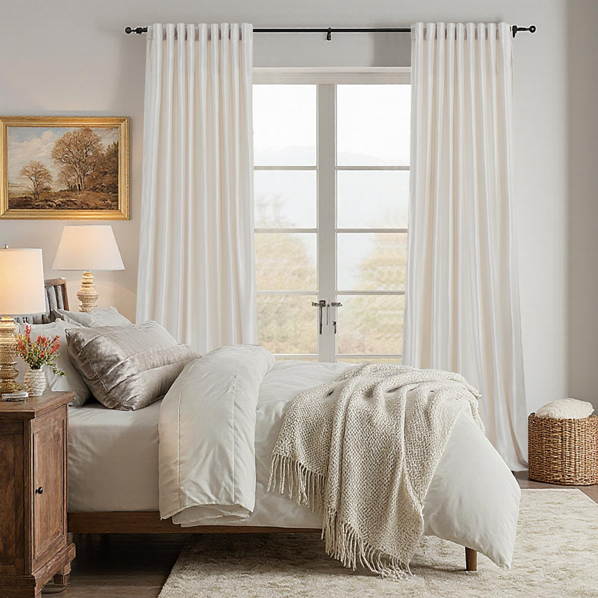 PRIMROSE thermal-lined velvet curtains ivory 84 inch close-up fabric texture.