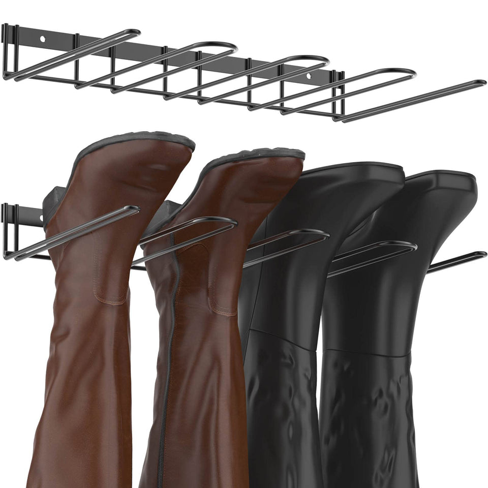 PrimZooty boot rack wall-mounted four-pair keeps entryways organized and boots dry