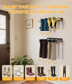 PrimZooty metal boot rack with anti-rust coating resists corrosion in high-use areas