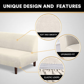 PrinceDeco full-queen futon cover on sofa showing versatile size and full coverage