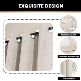 PrinceDeco natural linen curtains white backing coating visible for reliable light blocking