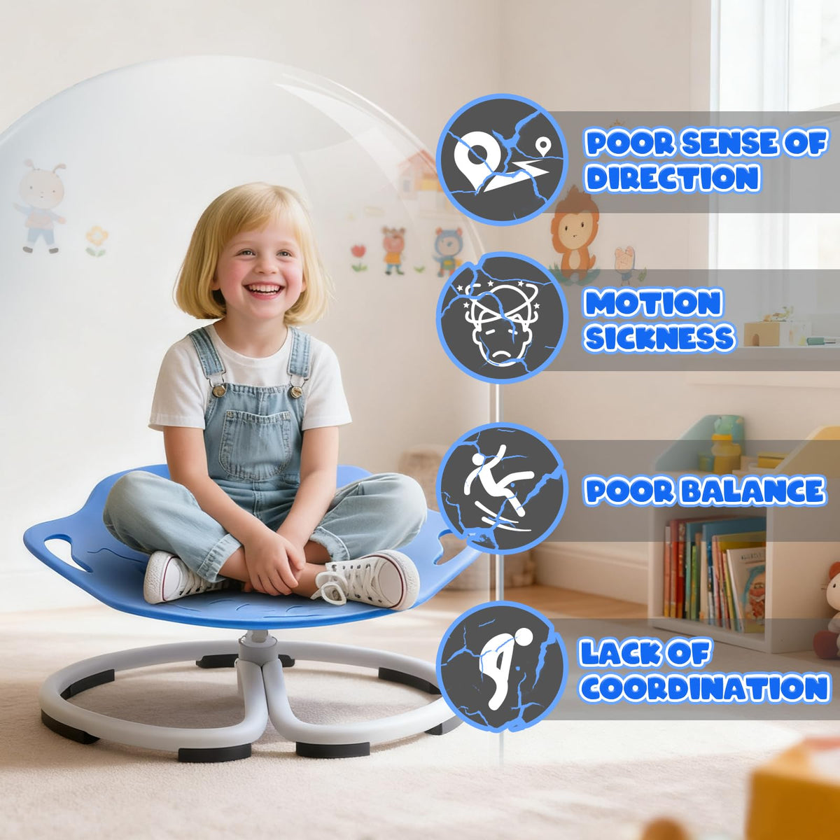 PRISJOY spinning chair blends into home or classroom spaces with playful decor