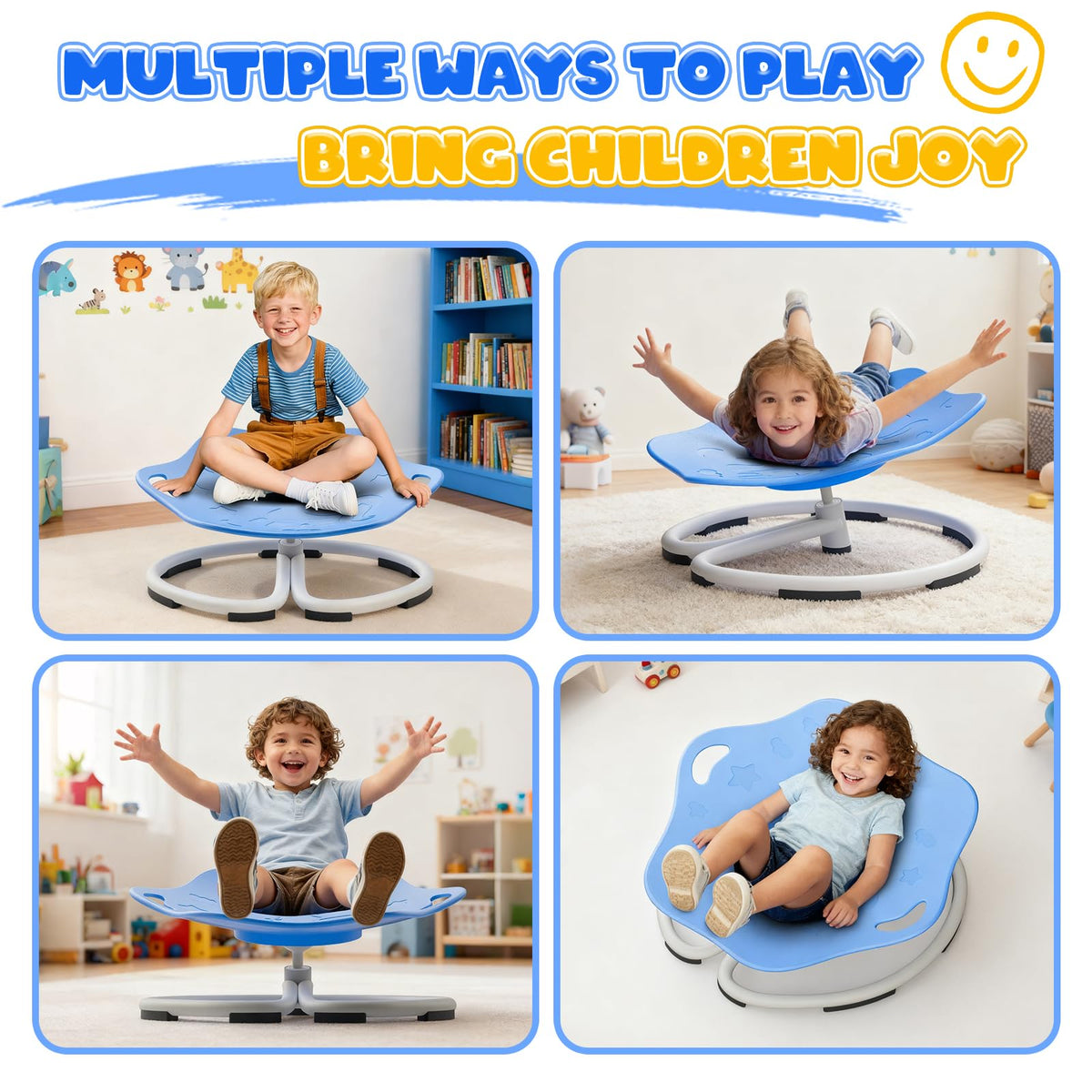 PRISJOY spinning chair blue option supports versatile sensory play anywhere