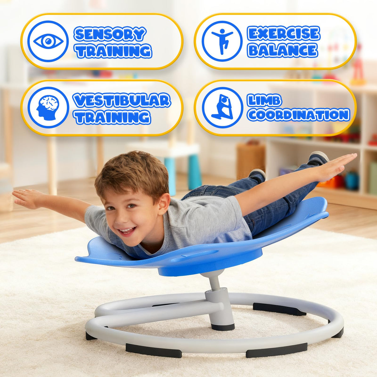PRISJOY spinning chair features quiet 360° rotation and smooth swivel base