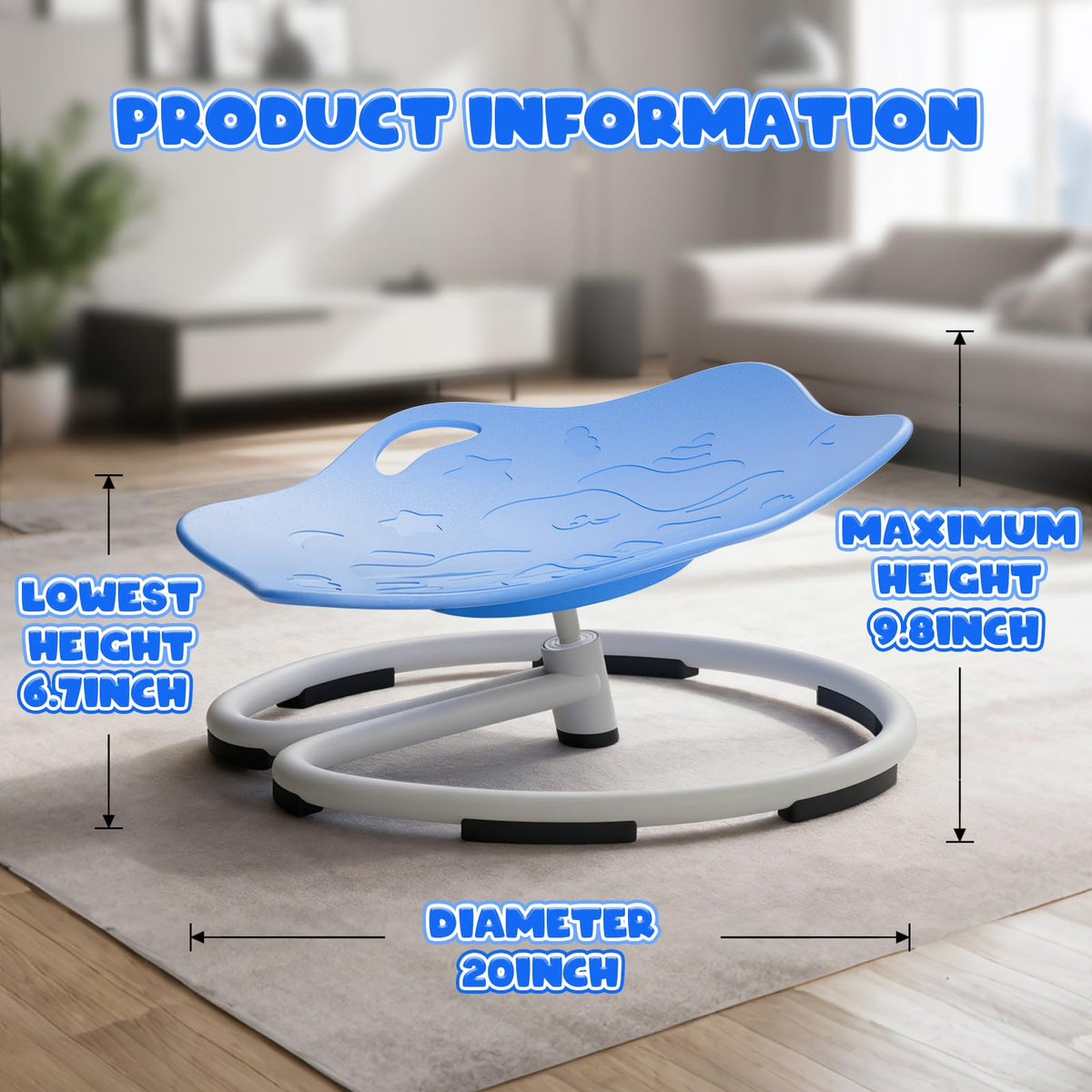 PRISJOY spinning chair can be used sitting, kneeling, or lying down for varied play