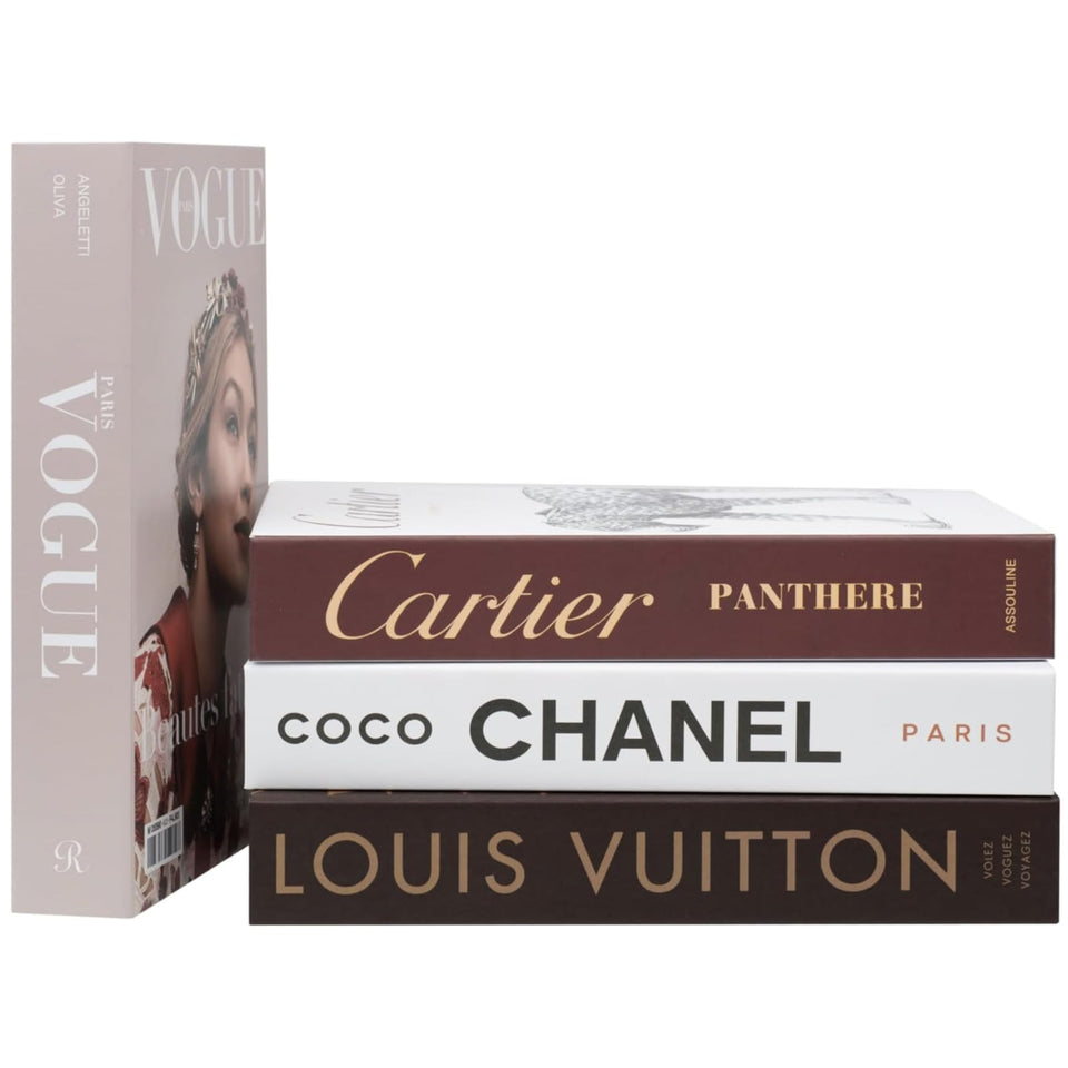 PROBENEX Luxe four-piece decorative books set on a modern coffee table for chic styling