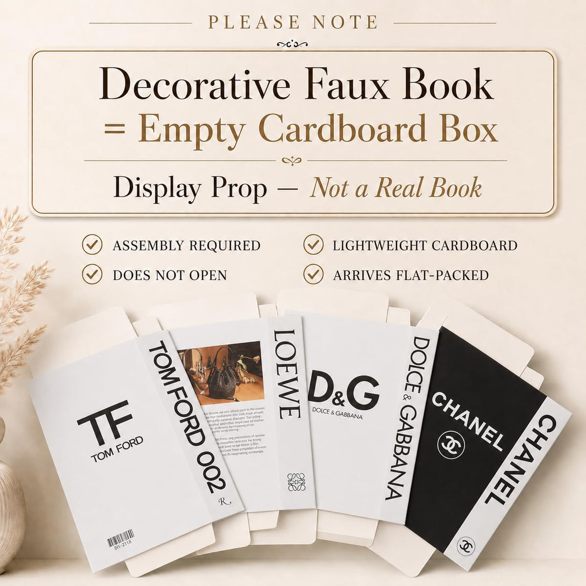 PROBENEX White Large four-piece faux book boxes on a stylish coffee table setup