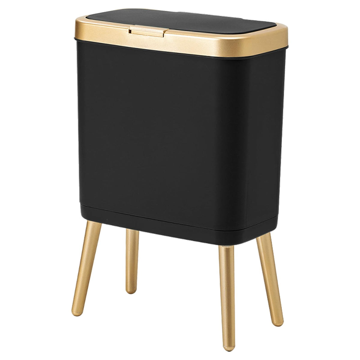 Procade office trash can lid with gold edge, ideal for compact desks.