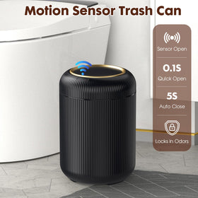 Procade trash can with black and gold lid design adds contemporary style.