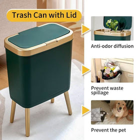 Procade push-button lid opens easily for quick, mess-free disposal