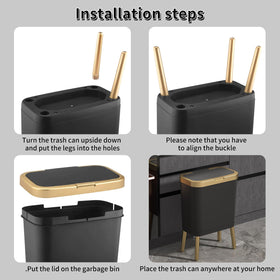 Procade trash can with legs stays elevated for easy cleaning.