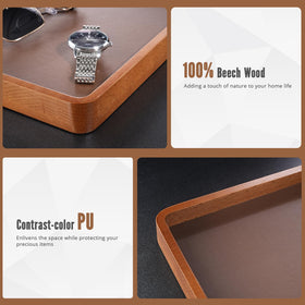 ProCase wooden valet tray with wallet, keys, and watch neatly organized.
