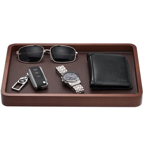 ProCase wooden valet tray top view showing organized daily essentials at a glance.
