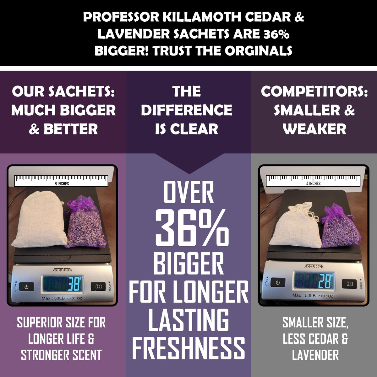 Professor Killamoth lavender sachets bundle to enhance closet scent for drawers