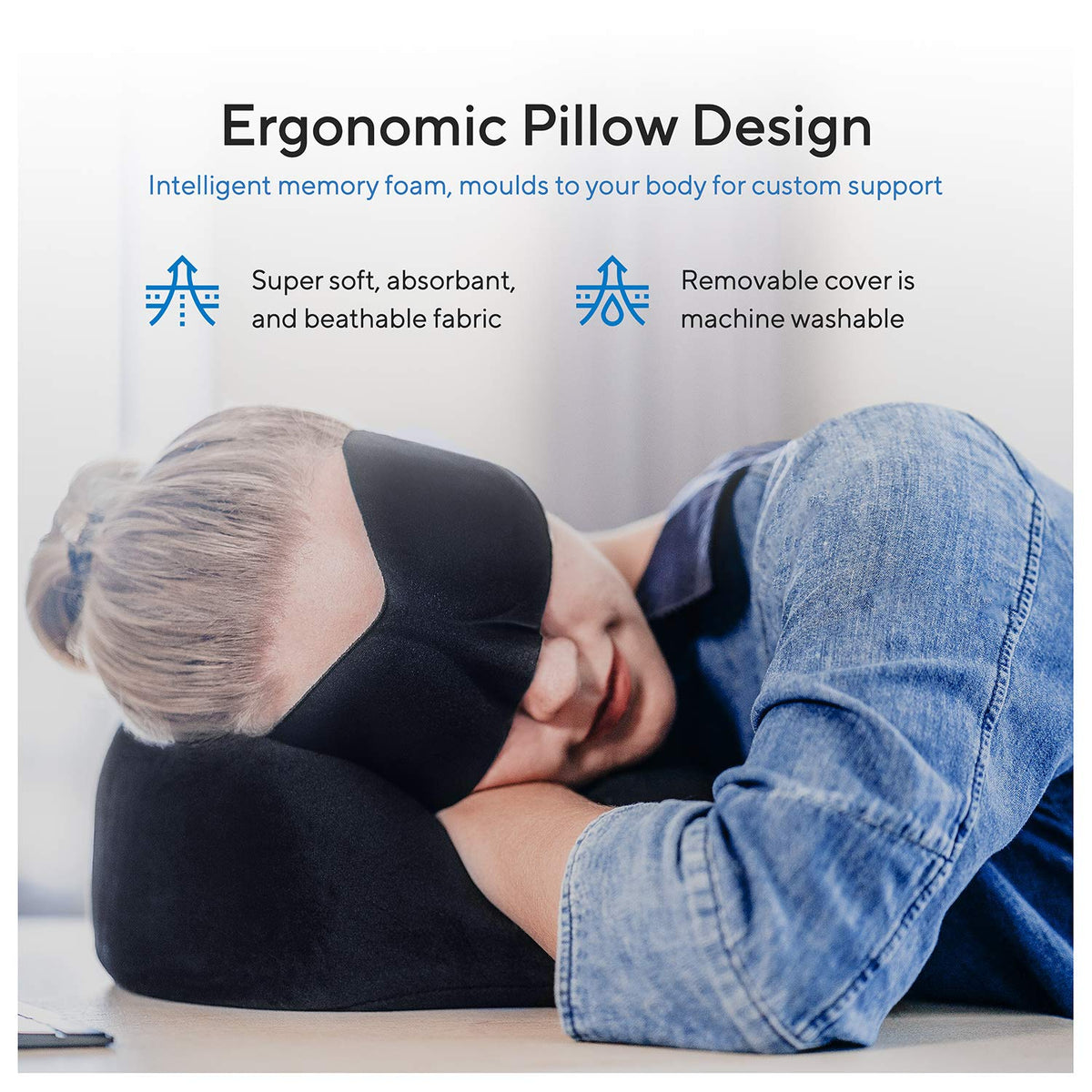 Proglobe 3D eye mask blocks light for quick, undisturbed rest.