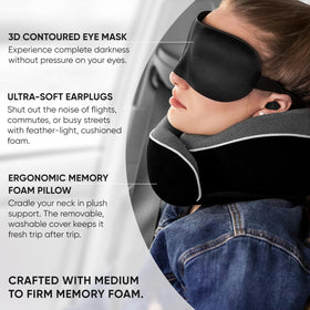 Proglobe earplugs reduce cabin noise for peaceful travel.