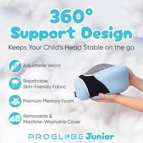 Proglobe Junior travel neck pillow back view demonstrating compact design for travel