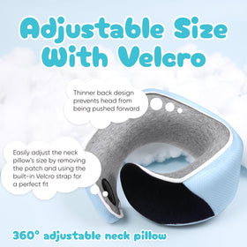Proglobe Junior travel neck pillow with strap attached for easy hanging on gear